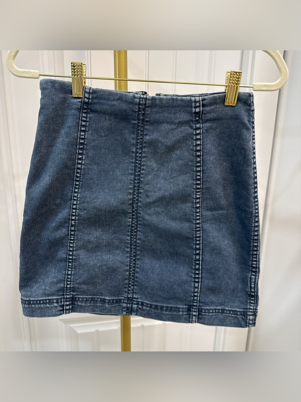 Free People Dark Wash Denim Mini Skirt - Blue